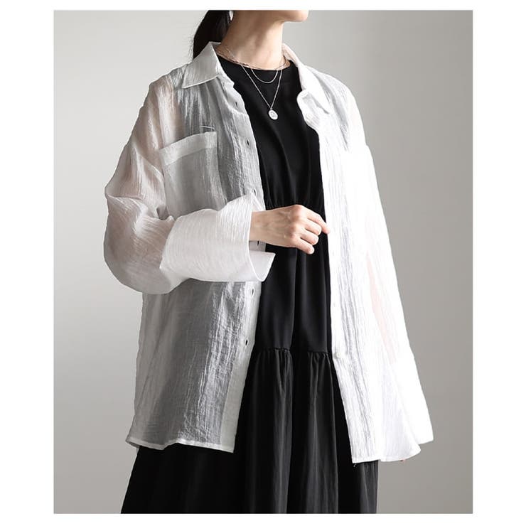 透け感が魅力のシアーワッシャービッグカフスシャツ レディース トップス | Sawa a la mode | 詳細画像18 