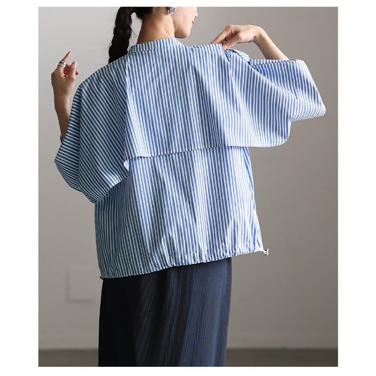 涼やかに揺れるケープデザインストライプブラウス レディース トップス | Sawa a la mode | 詳細画像8 
