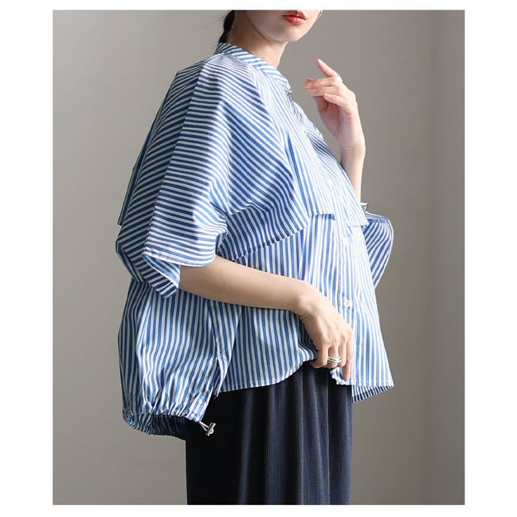 涼やかに揺れるケープデザインストライプブラウス レディース トップス | Sawa a la mode | 詳細画像9 
