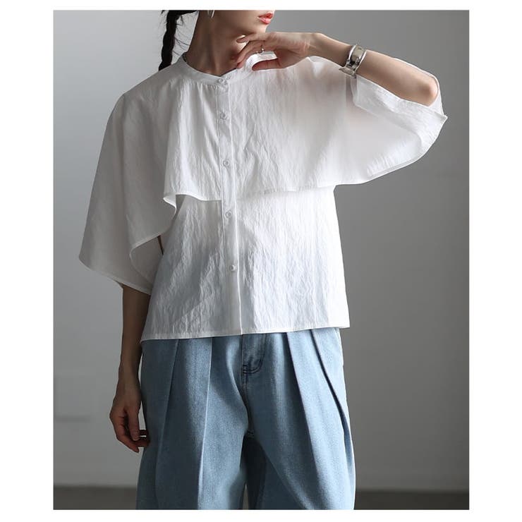 涼やかに揺れるケープデザインストライプブラウス レディース トップス | Sawa a la mode | 詳細画像12 
