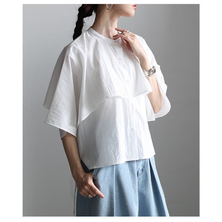 涼やかに揺れるケープデザインストライプブラウス レディース トップス | Sawa a la mode | 詳細画像14 