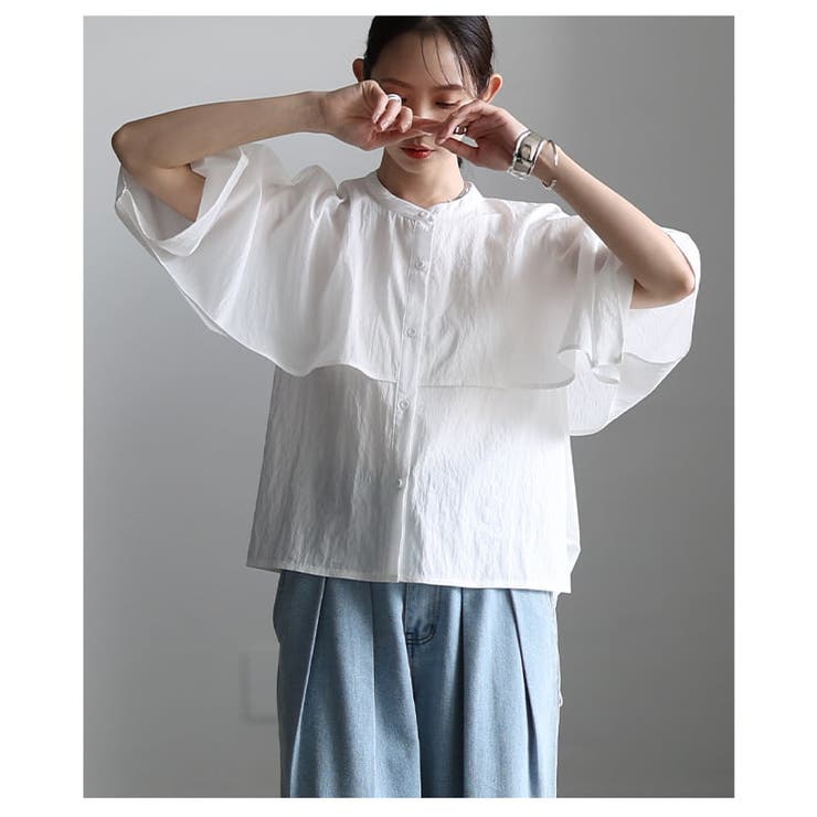 涼やかに揺れるケープデザインストライプブラウス レディース トップス | Sawa a la mode | 詳細画像18 