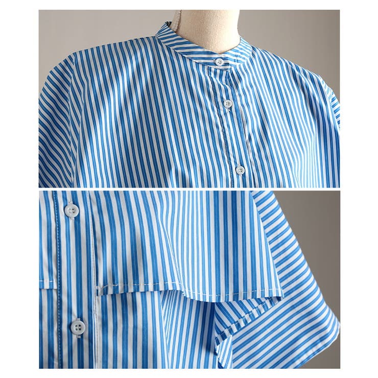涼やかに揺れるケープデザインストライプブラウス レディース トップス | Sawa a la mode | 詳細画像19 