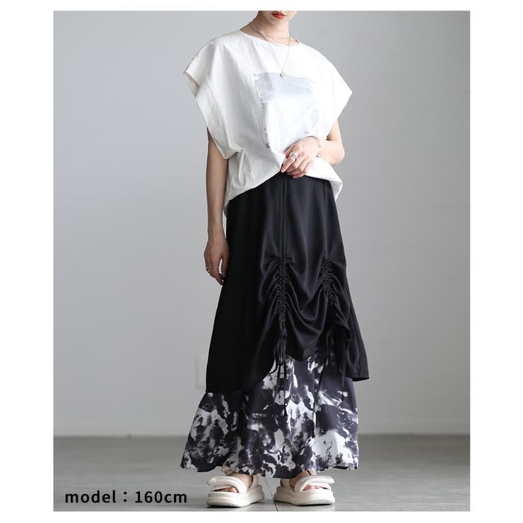 遊び心感じるフロントドロスト異素材プリントスカート レディース ファッション | Sawa a la mode | 詳細画像7 