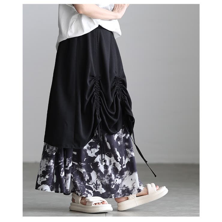 遊び心感じるフロントドロスト異素材プリントスカート レディース ファッション | Sawa a la mode | 詳細画像8 