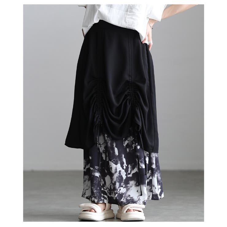 遊び心感じるフロントドロスト異素材プリントスカート レディース ファッション | Sawa a la mode | 詳細画像9 