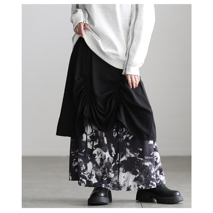遊び心感じるフロントドロスト異素材プリントスカート レディース ファッション | Sawa a la mode | 詳細画像12 