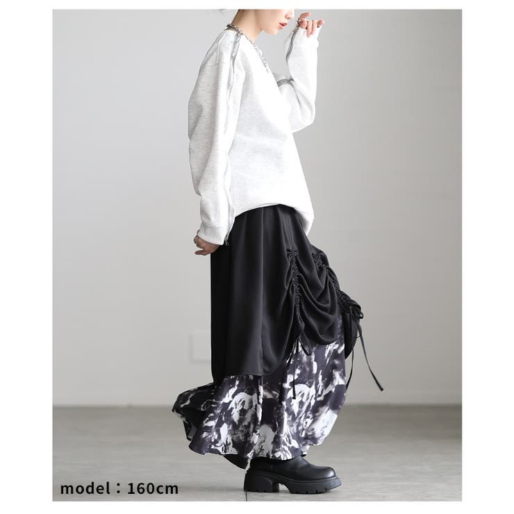 遊び心感じるフロントドロスト異素材プリントスカート レディース ファッション | Sawa a la mode | 詳細画像14 
