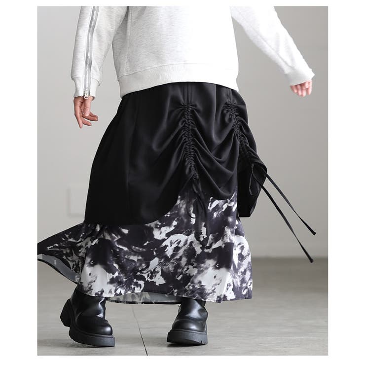 遊び心感じるフロントドロスト異素材プリントスカート レディース ファッション | Sawa a la mode | 詳細画像16 