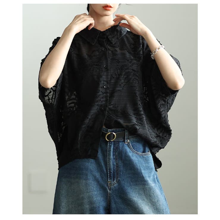 大人の余裕を纏うシアージャガードドルマンシャツ レディース トップス | Sawa a la mode | 詳細画像16 