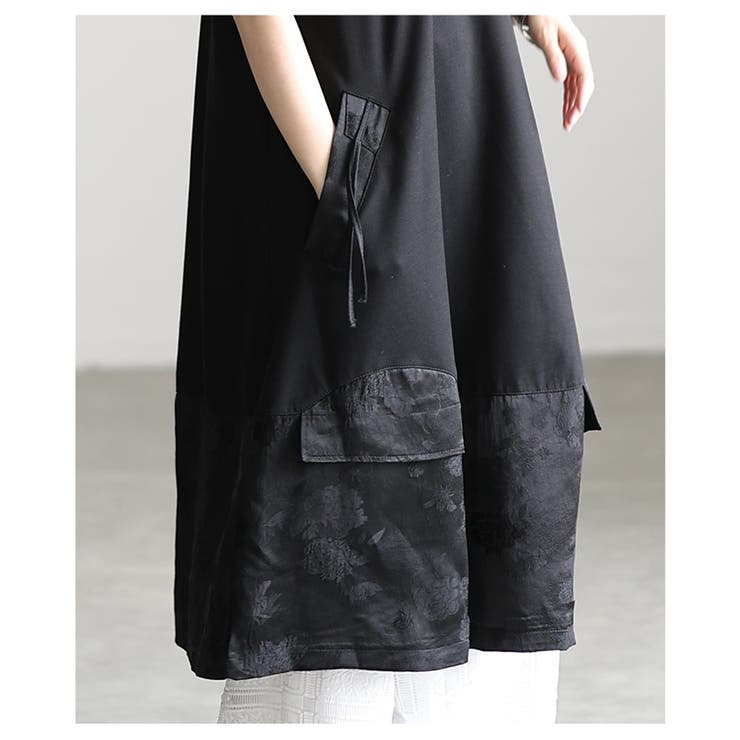 絢爛さを忍ばせたシノワズリ異素材カットソーワンピース レディース ファッション | Sawa a la mode | 詳細画像7 