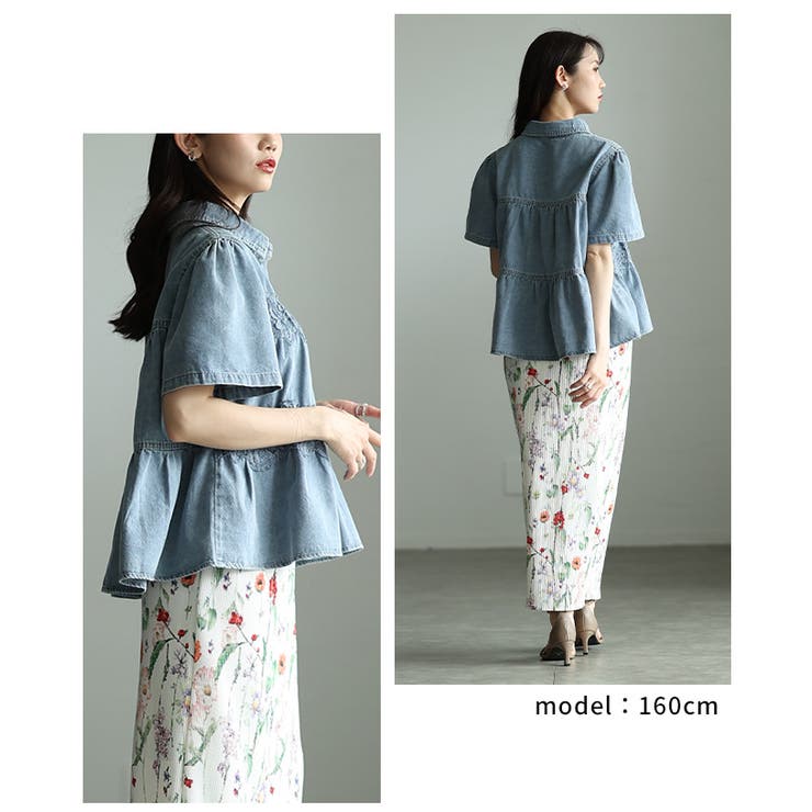 レディに仕上げたレース×ペプラムフレアデニムシャツ レディース ファッション | Sawa a la mode | 詳細画像10 