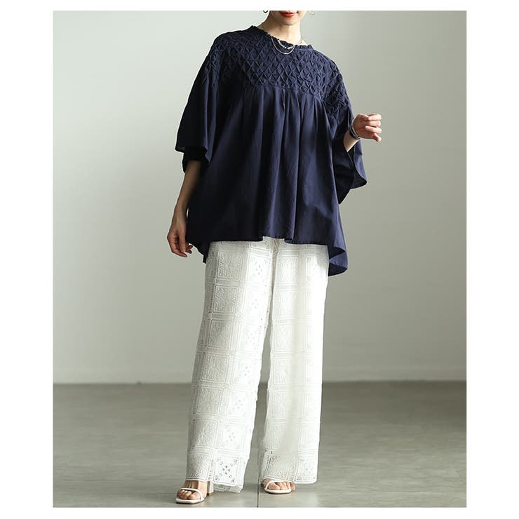 ふわり広がる立体スクエア刺繍コットンフレアチュニック レディース ファッション | Sawa a la mode | 詳細画像7 