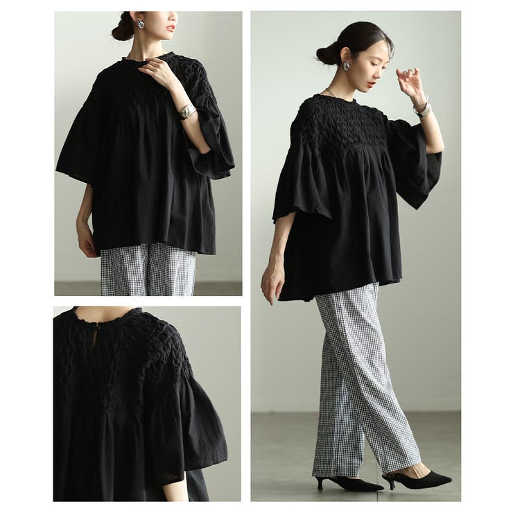 ふわり広がる立体スクエア刺繍コットンフレアチュニック レディース ファッション | Sawa a la mode | 詳細画像19 