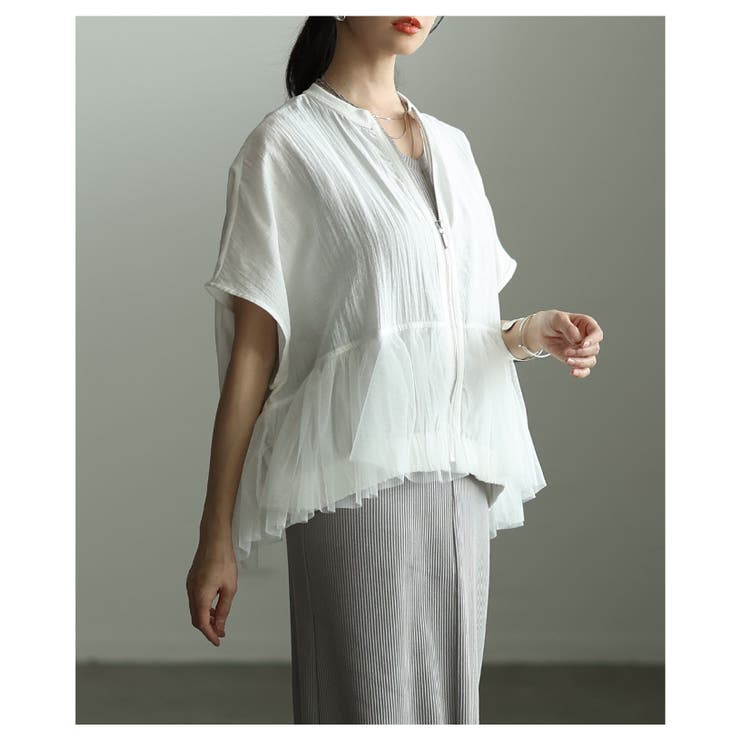甘さをひと匙重ねたチュールペプラム異素材ブルゾン レディース ファッション | Sawa a la mode | 詳細画像12 