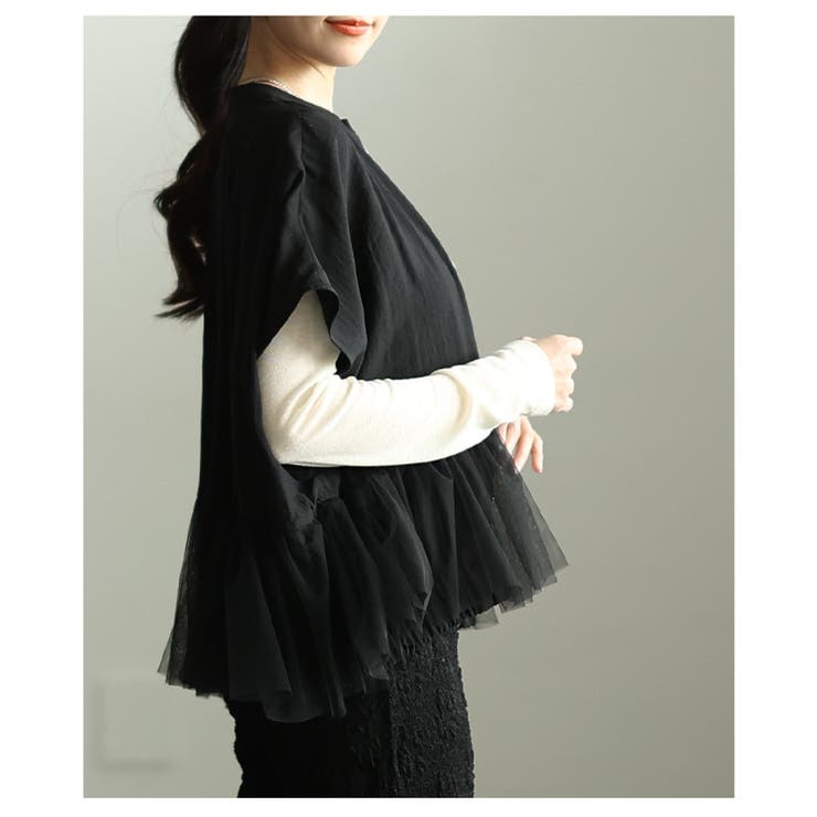 甘さをひと匙重ねたチュールペプラム異素材ブルゾン レディース ファッション | Sawa a la mode | 詳細画像21 