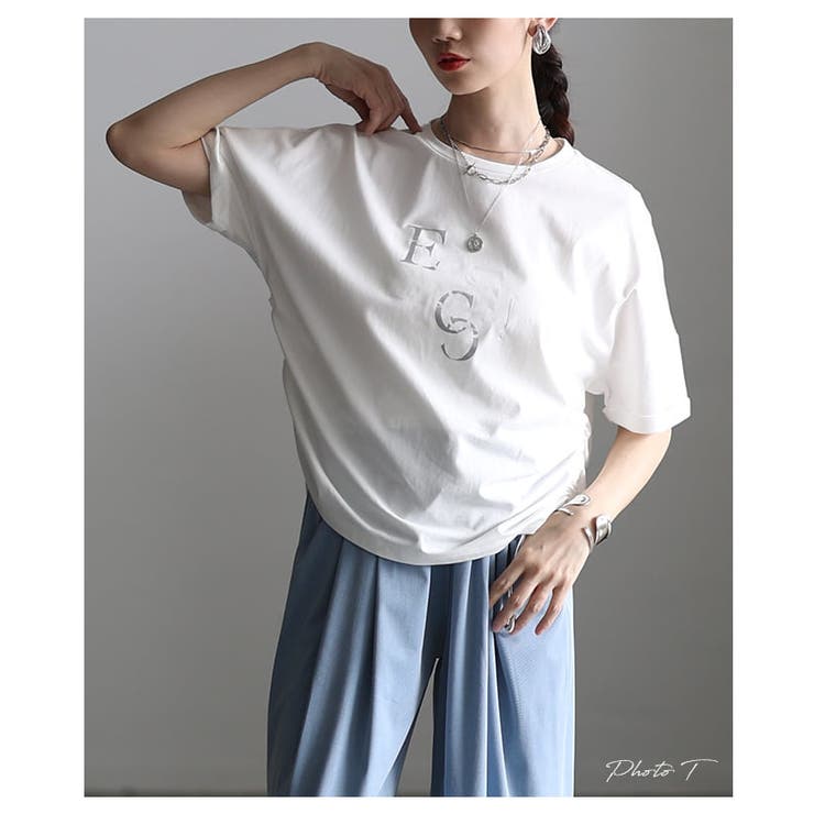 シルエットを自在に操るサイドドロストロゴTシャツ レディース トップス | Sawa a la mode | 詳細画像2 