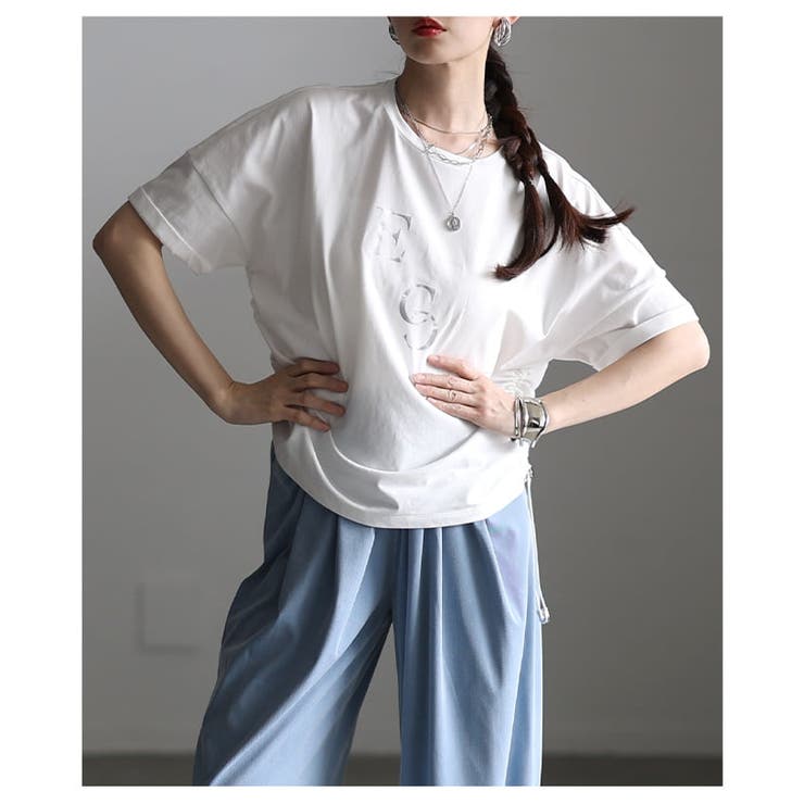 シルエットを自在に操るサイドドロストロゴTシャツ レディース トップス | Sawa a la mode | 詳細画像4 