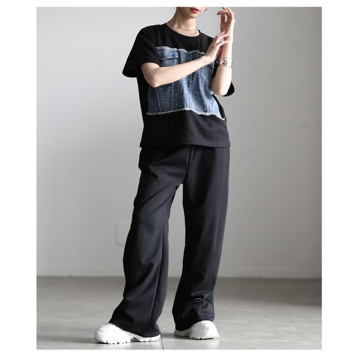 迷わずキマるストーン付きデニム切替セットアップ レディース セットアップ | Sawa a la mode | 詳細画像18 