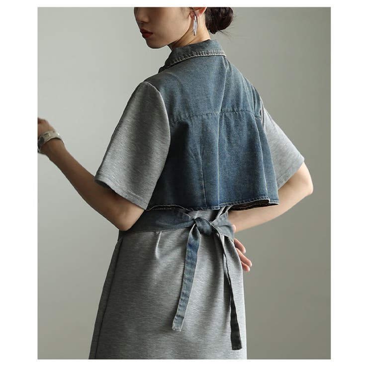 美シルエット描く異素材ドッキング重ね着風ワンピース レディース ファッション | Sawa a la mode | 詳細画像21 