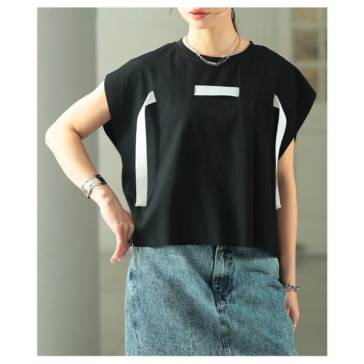 着るだけで差がつくテープデザインスクエアTシャツ レディース トップス | Sawa a la mode | 詳細画像4 