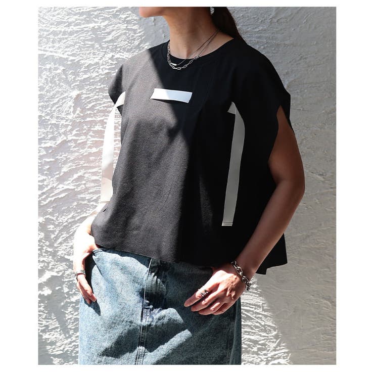 着るだけで差がつくテープデザインスクエアTシャツ レディース トップス | Sawa a la mode | 詳細画像8 