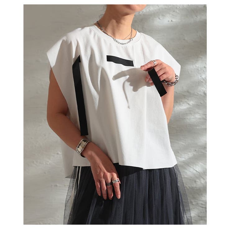 着るだけで差がつくテープデザインスクエアTシャツ レディース トップス | Sawa a la mode | 詳細画像18 