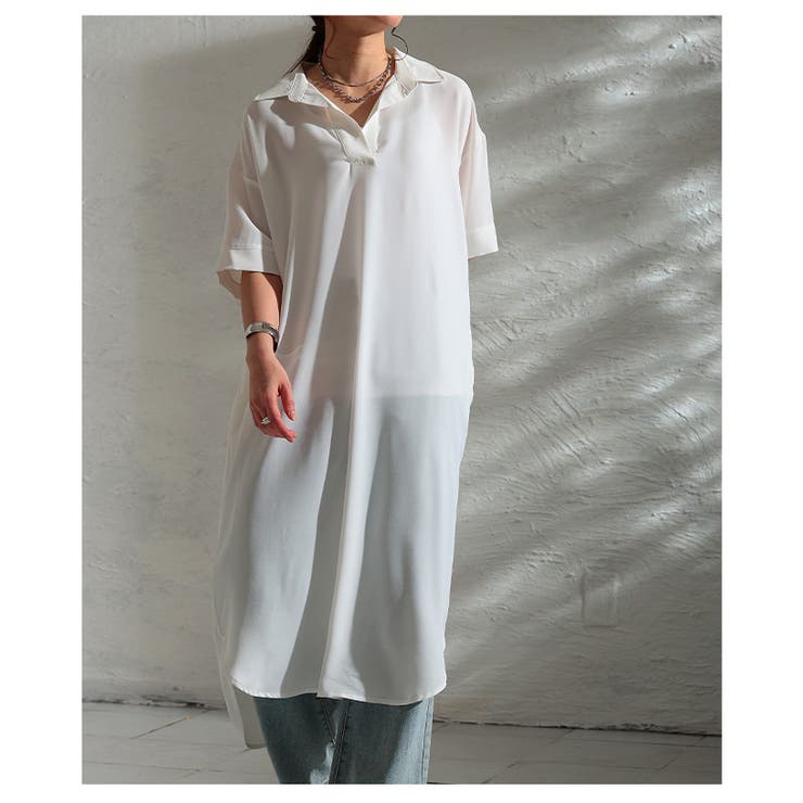 軽快さを生むライトジョーゼットスキッパーロングシャツ レディース ファッション | Sawa a la mode | 詳細画像21 