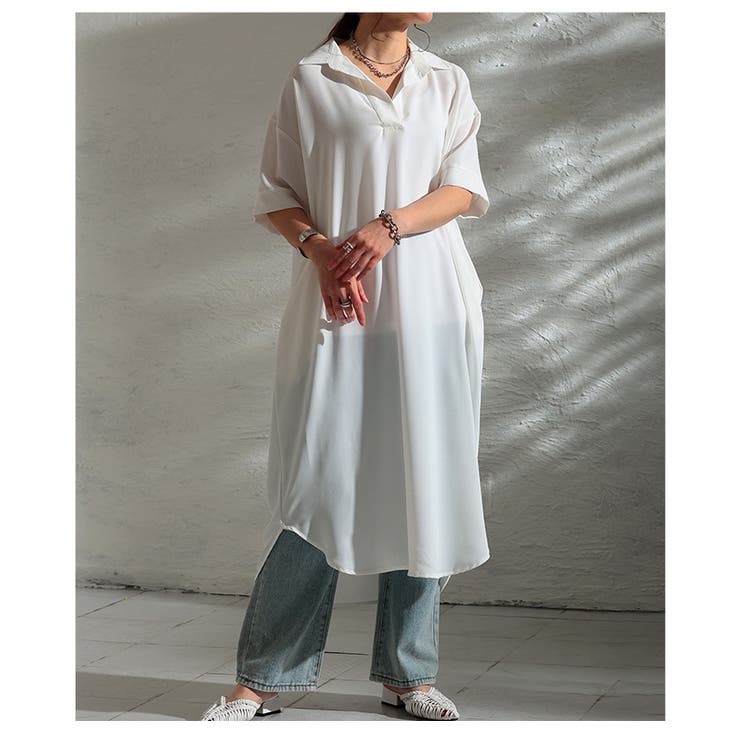 軽快さを生むライトジョーゼットスキッパーロングシャツ レディース ファッション | Sawa a la mode | 詳細画像22 