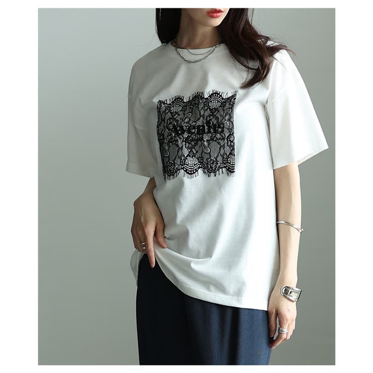 ひんやり心地よい接触冷感＆UVレース×ロゴ刺繍Tシャツ レディース ファッション | Sawa a la mode | 詳細画像14 