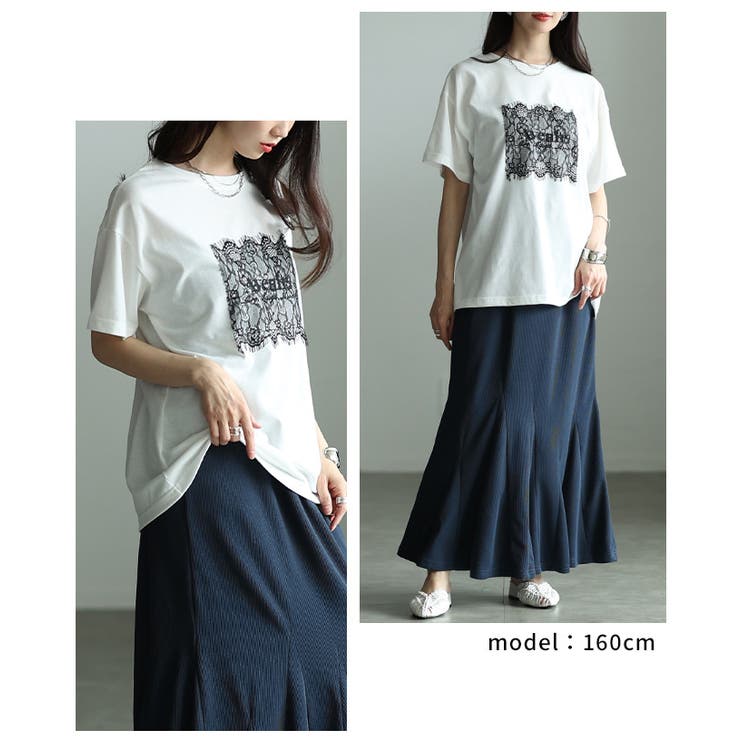 ひんやり心地よい接触冷感＆UVレース×ロゴ刺繍Tシャツ レディース ファッション | Sawa a la mode | 詳細画像15 