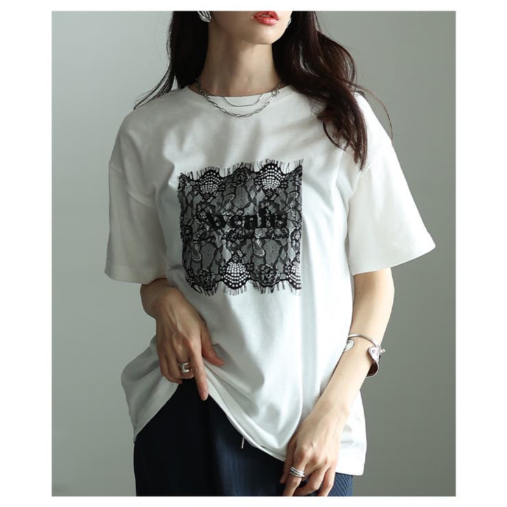 ひんやり心地よい接触冷感＆UVレース×ロゴ刺繍Tシャツ レディース ファッション | Sawa a la mode | 詳細画像20 