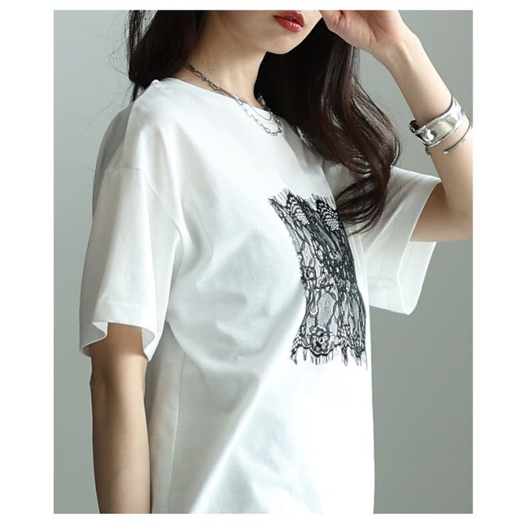 ひんやり心地よい接触冷感＆UVレース×ロゴ刺繍Tシャツ レディース ファッション | Sawa a la mode | 詳細画像21 