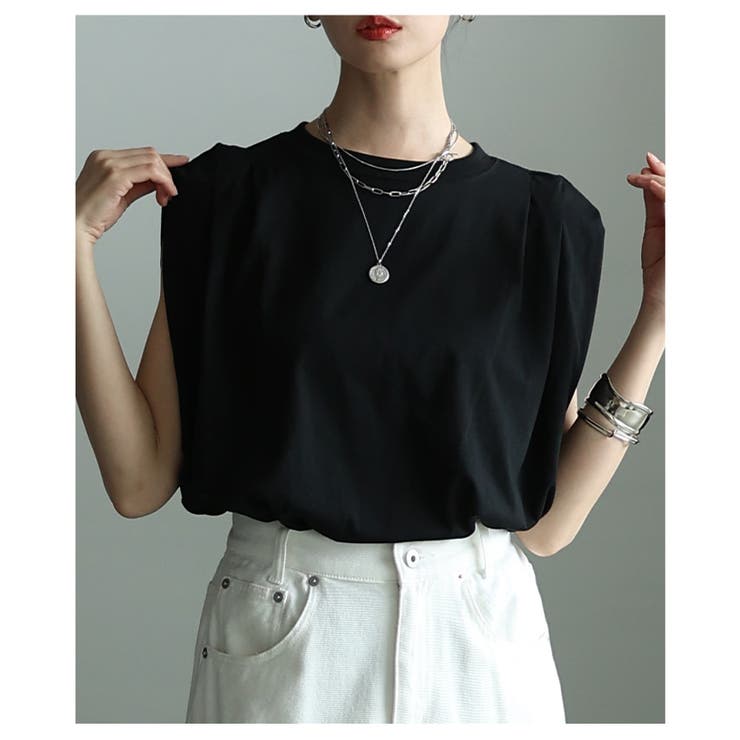 ひんやり心地よい接触冷感＆UV肩タックフレンチ袖Tシャツ レディース ファッショ… | Sawa a la mode | 詳細画像16 
