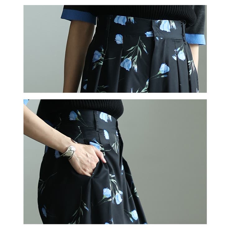控えめな甘さ引き立つ花柄ハイウエストタックワイドパンツ レディース ファッション | Sawa a la mode | 詳細画像5 