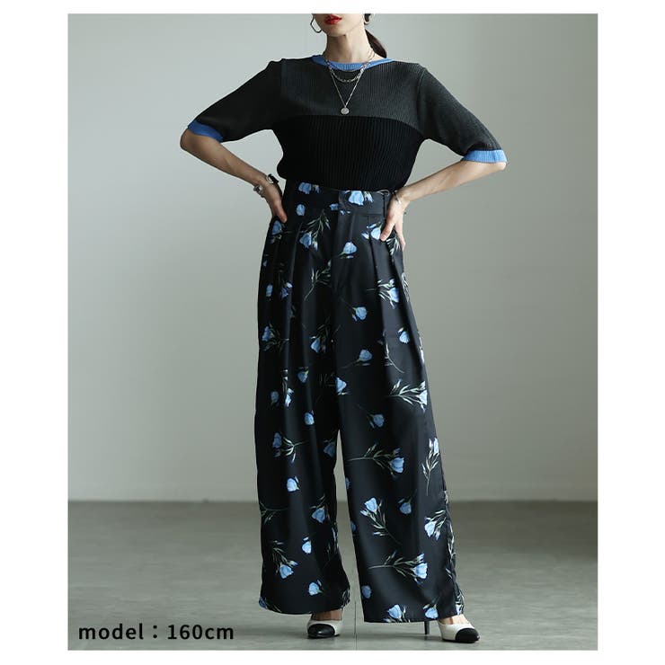 控えめな甘さ引き立つ花柄ハイウエストタックワイドパンツ レディース ファッション | Sawa a la mode | 詳細画像7 