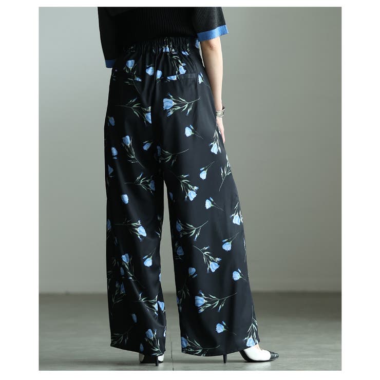 控えめな甘さ引き立つ花柄ハイウエストタックワイドパンツ レディース ファッション | Sawa a la mode | 詳細画像8 