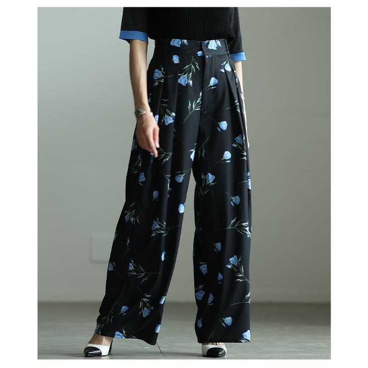 控えめな甘さ引き立つ花柄ハイウエストタックワイドパンツ レディース ファッション | Sawa a la mode | 詳細画像11 