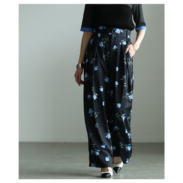 控えめな甘さ引き立つ花柄ハイウエストタックワイドパンツ レディース ファッション | Sawa a la mode | 詳細画像12 