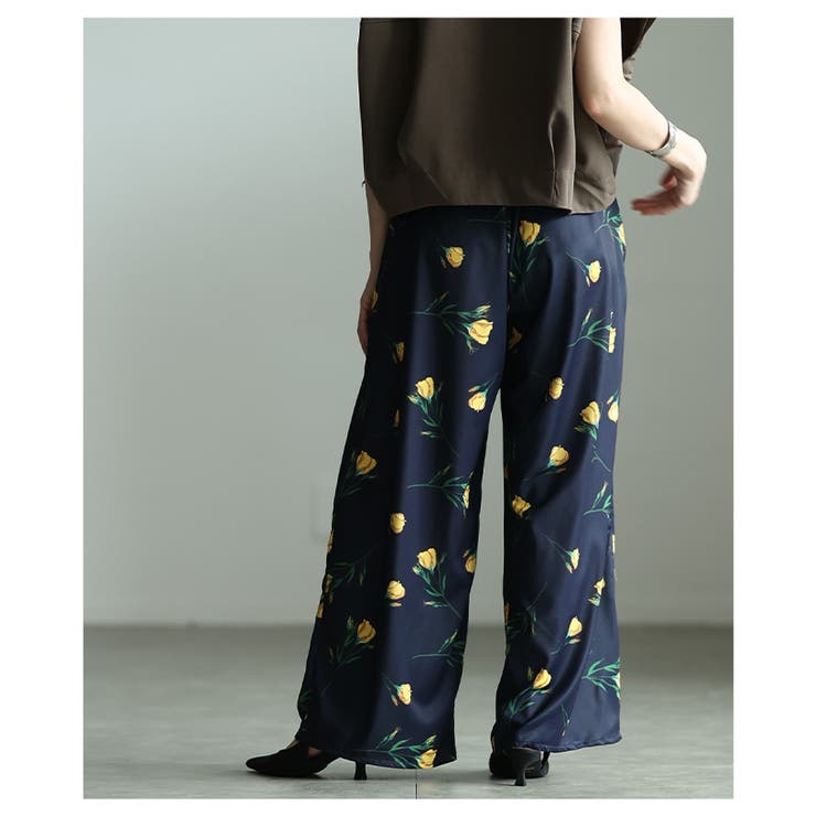 控えめな甘さ引き立つ花柄ハイウエストタックワイドパンツ レディース ファッション | Sawa a la mode | 詳細画像17 