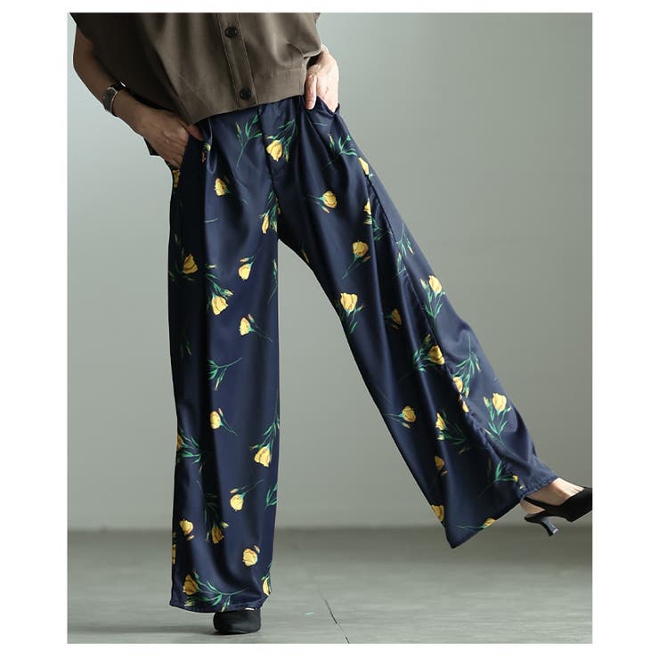 控えめな甘さ引き立つ花柄ハイウエストタックワイドパンツ レディース ファッション | Sawa a la mode | 詳細画像18 