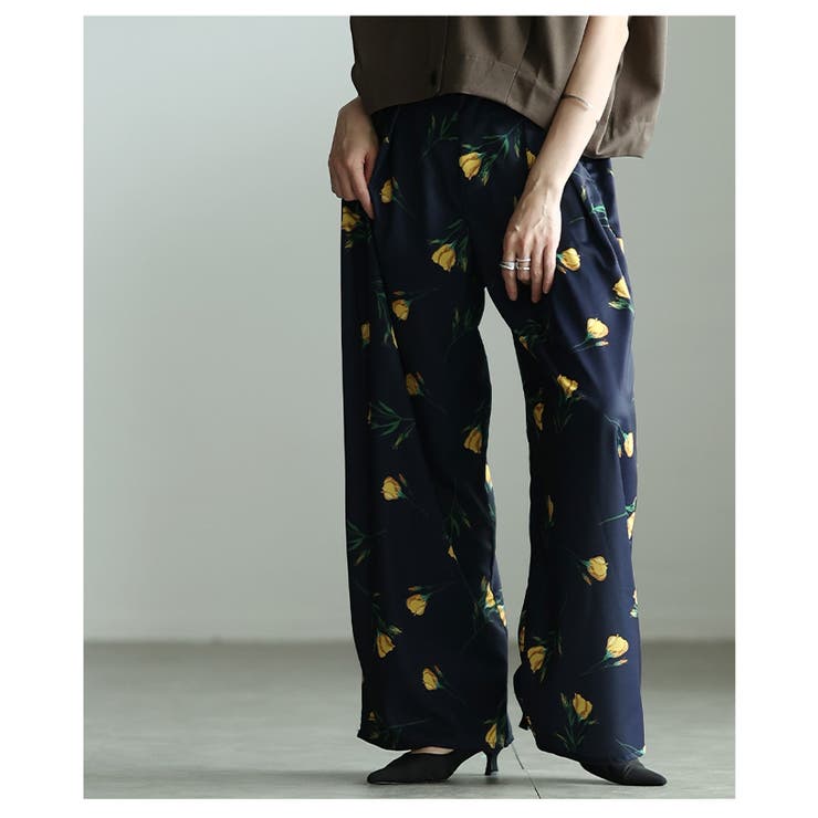 控えめな甘さ引き立つ花柄ハイウエストタックワイドパンツ レディース ファッション | Sawa a la mode | 詳細画像21 
