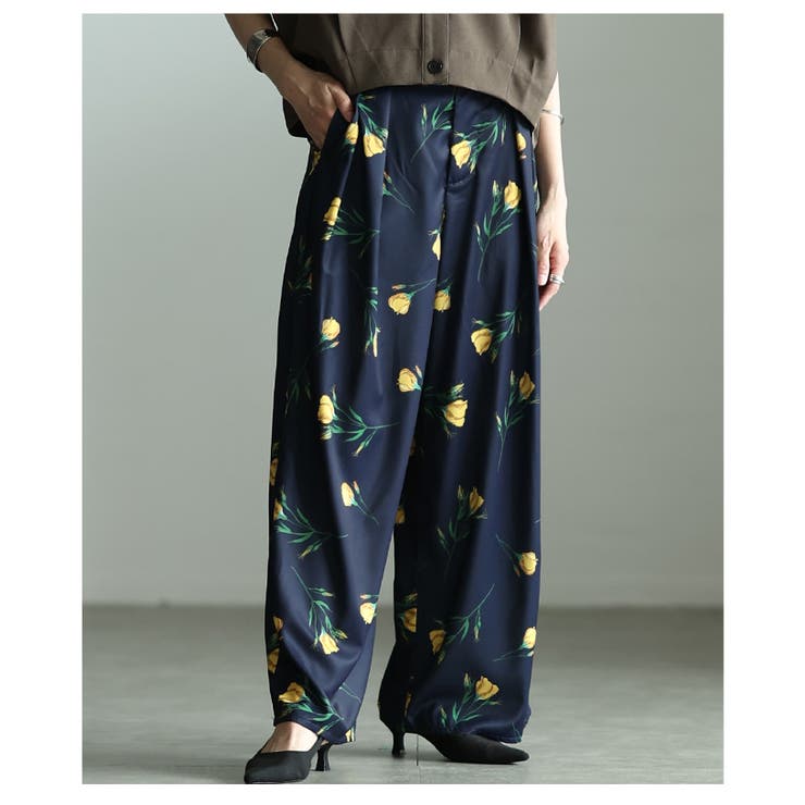 控えめな甘さ引き立つ花柄ハイウエストタックワイドパンツ レディース ファッション | Sawa a la mode | 詳細画像22 