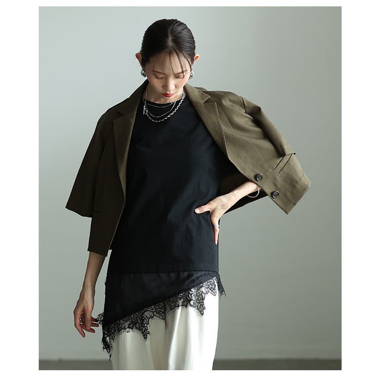 テク要らずで感度高まる異素材レースアシンメトリーTシャツ レディース ファッショ… | Sawa a la mode | 詳細画像22 