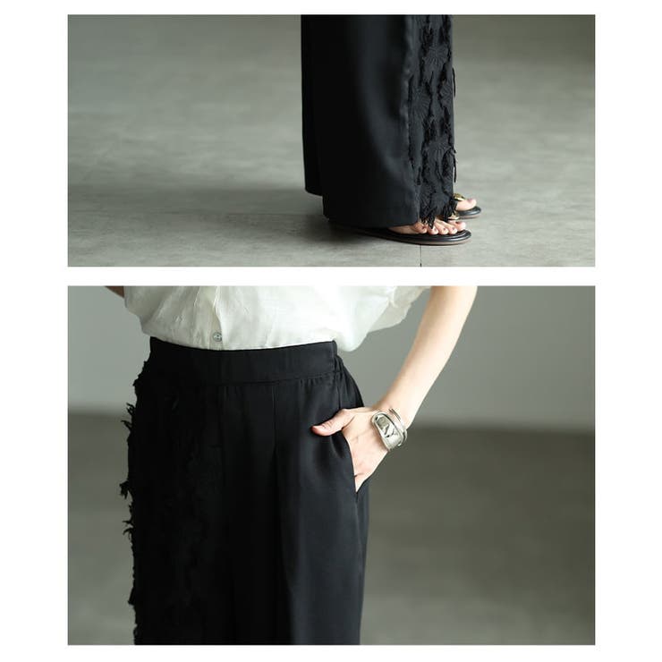 気負わず洒落るジャガード切り替えワイドパンツ レディース パンツ | Sawa a la mode | 詳細画像5 