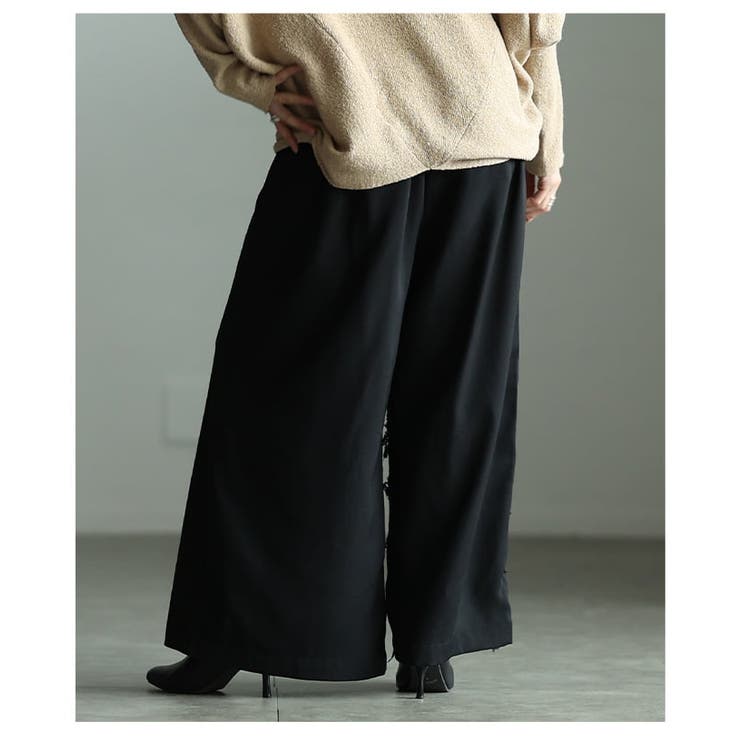気負わず洒落るジャガード切り替えワイドパンツ レディース パンツ | Sawa a la mode | 詳細画像8 