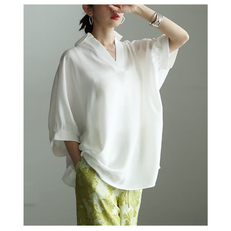 品よく整う接触冷感スキッパーシャツトップス レディース トップス | Sawa a la mode | 詳細画像12 