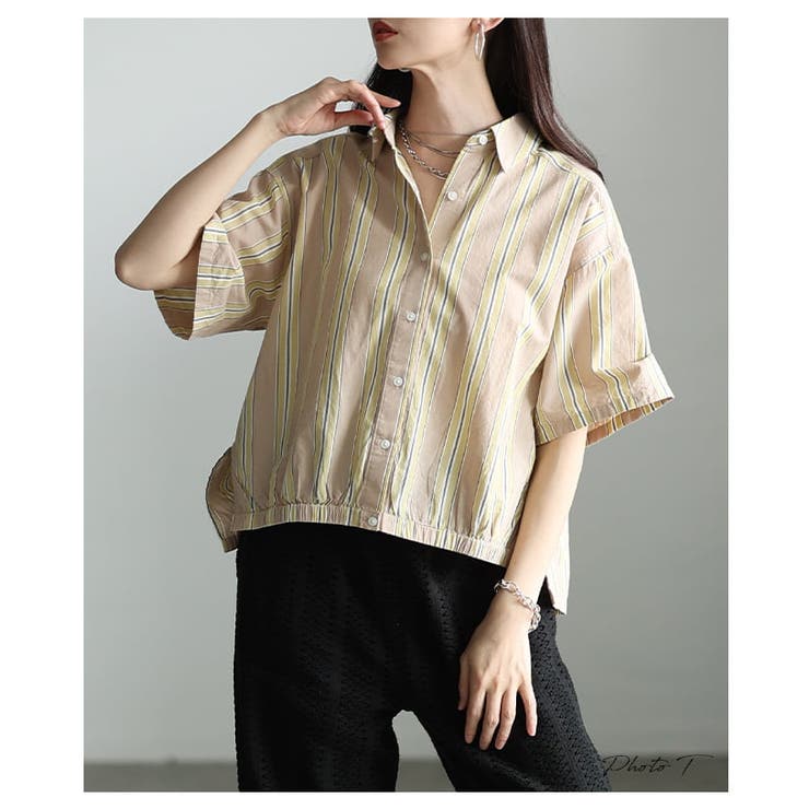 シンプルなのに洒落るインド綿ストライプブラウス レディース トップス | Sawa a la mode | 詳細画像2 