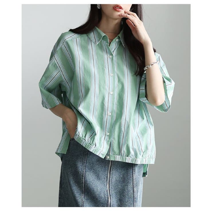 シンプルなのに洒落るインド綿ストライプブラウス レディース トップス | Sawa a la mode | 詳細画像12 