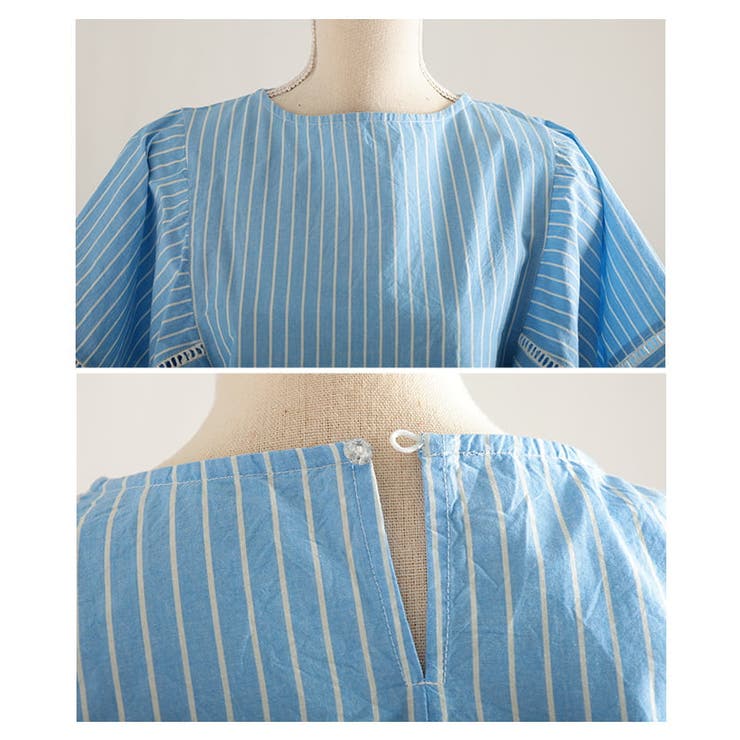 涼しげに映えるインド綿ストライプケープブラウス レディース トップス | Sawa a la mode | 詳細画像19 